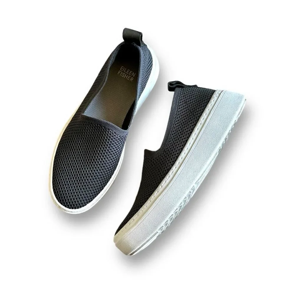 Eileen Fisher Prosper 2 Slip-On Knit Sneaker Graphite Stretch Knit Size 6
